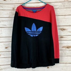 adidas Red and Black Sweatshirt with Blue Logo